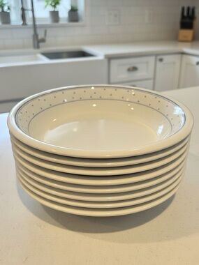 VINTAGE Arzberg Germany "Daily" Blue Polka Dot Soup Bowls- Set of 8